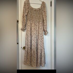 Carly Jean Los Angeles Cream Floral Long Sleeve Dress